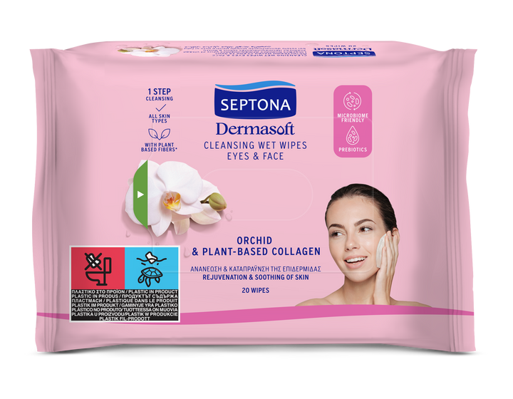Septona Cosmetic Wipes Orchid & Collagen 20'S